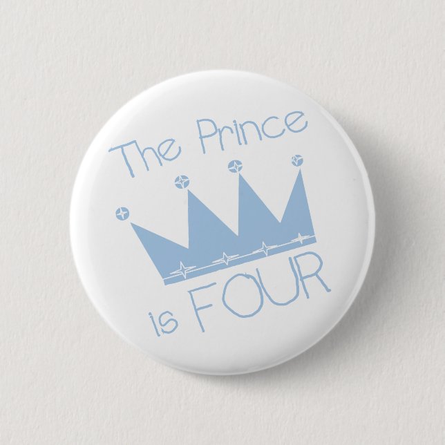 Prince Crown 4th Birthday Tshirts and Gifts Pinback Button (Front)