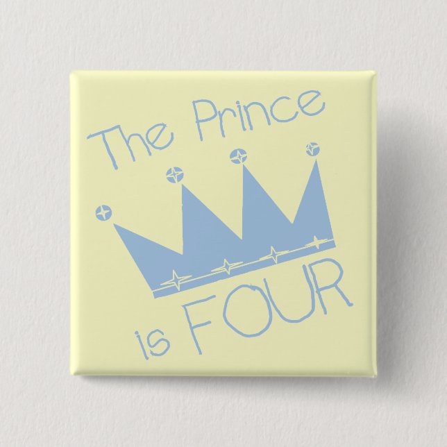 Prince Crown 4th Birthday Tshirts and Gifts Pinback Button (Front)