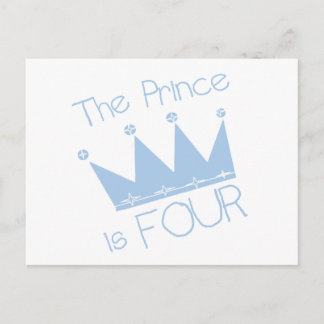 Prince Crown 4th Birthday Tshirts and Gifts Postcard