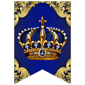 Prince Crown Baby Shower Bunting Flags