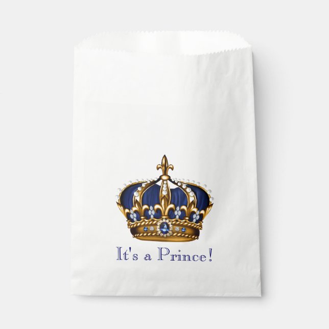 Prince Crown Baby Shower Favor Bag (Front)