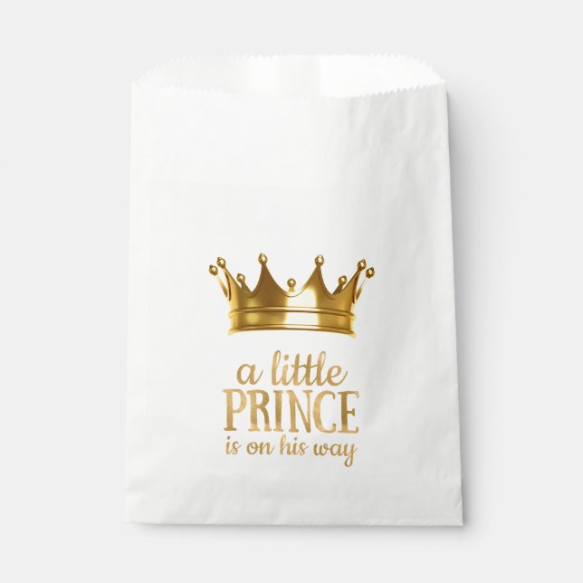 Prince Crown Baby Shower Favor Bag (Front)