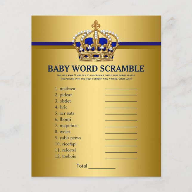 Prince Crown Baby Shower Games (Front)