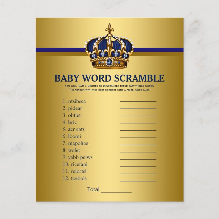 Baby Word Scramble Baby Shower Game Rustic Style Press Print Party