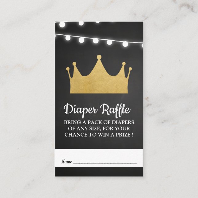 Prince Crown | Baby Shower Gold Foil Diaper Raffle Enclosure Card (Front)