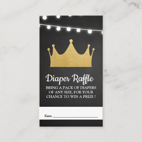 Prince Crown  Baby Shower Gold Foil Diaper Raffle Enclosure Card