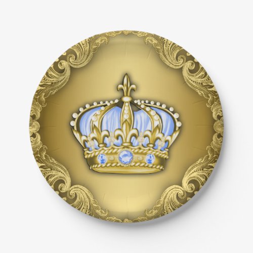 Prince Crown Baby Shower Paper Plates