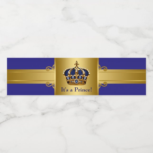 Prince Crown Baby Shower Water Bottle Labels (Single Label)
