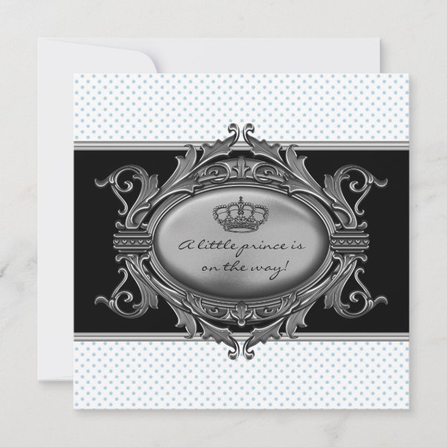 Prince Crown Blue Prince Baby Boy Shower Invitation (Front)