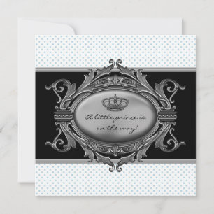 Prince Crown Blue Prince Baby Boy Shower Invitation