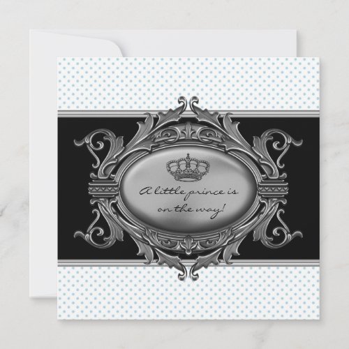 Prince Crown Blue Prince Baby Boy Shower Personalized Invitations