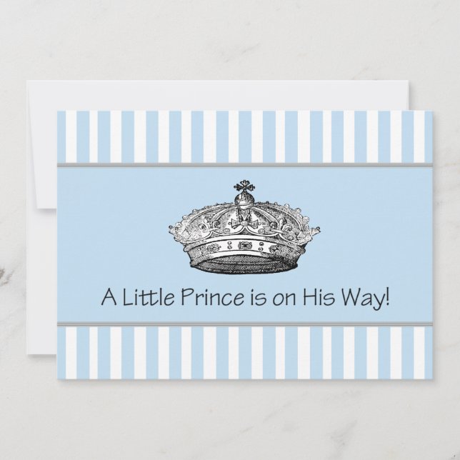 Prince Crown Blue White Baby Boy Shower Invitation (Front)