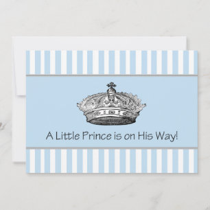 Prince Crown Blue White Baby Boy Shower Invitation