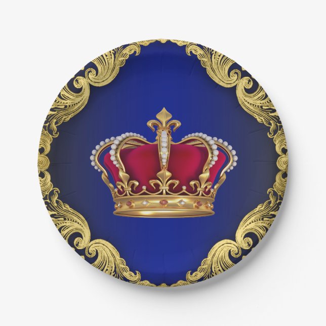 Prince Crown Royal Baby Shower Paper Plates (Front)