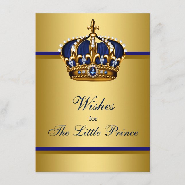 Prince Crown Wishes for Baby Boy Baby Shower Advice Card (Front)