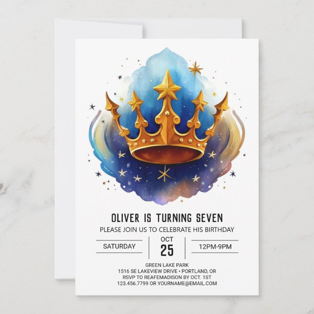 Prince Diamond Editable Birthday Invitation (Front)