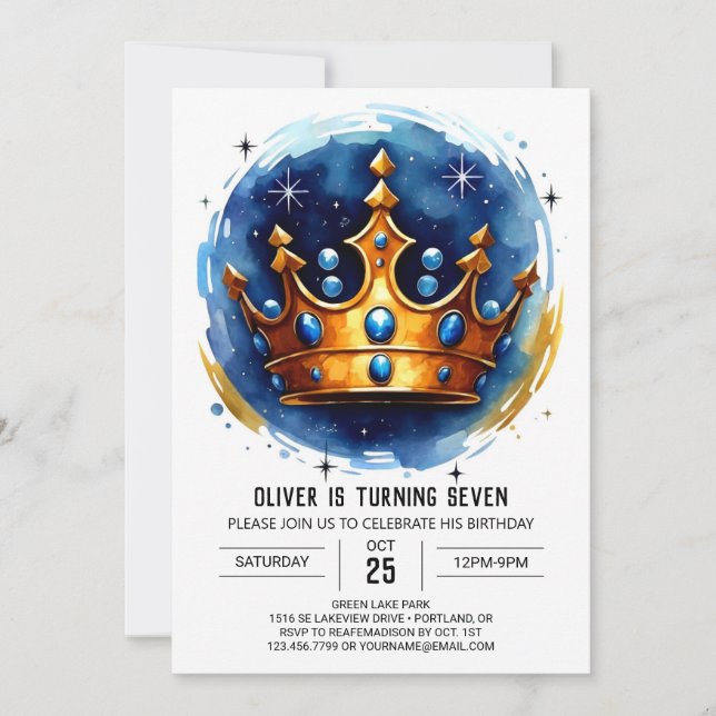 Prince Diamond Online Birthday Invitation (Front)