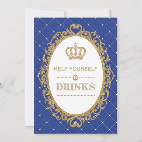 Prince Drinks Sign Royal Gold Baby Shower Decor Invitation