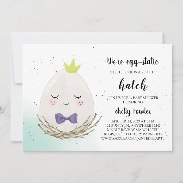 Prince Easter Egg Baby Shower Invitation - Spring (Front)