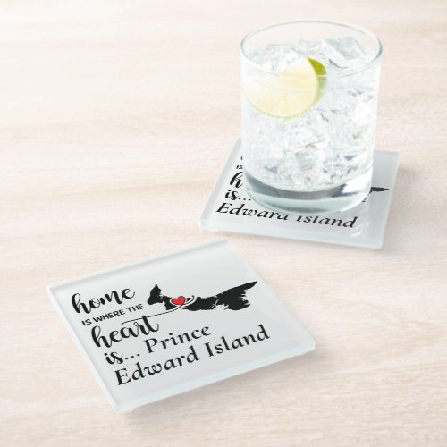 Prince Edward Island Home is Where Heart is Glass Coaster