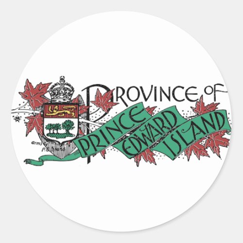 Prince Edward Island Vintage Coat of Arms Drawing Classic Round Sticker