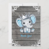 Prince Elephant Baby Shower Invitation Silver Blue (Back)