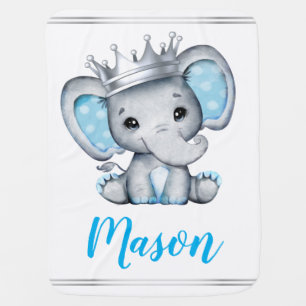 Prince Elephant Name Silver Royal Baby Blanket