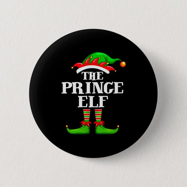 Prince Elf Matching Family Group Christmas Party P Button (Front)