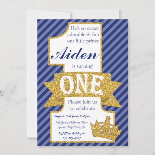 Prince First Birthday Invitation with Envelopes