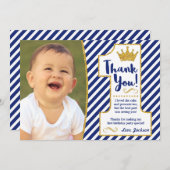 Prince First Birthday Thank You Card (Front/Back)