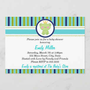 Prince Frog Baby Boy Shower Invitation