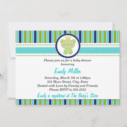 Prince Frog Framed Baby Shower Invitation