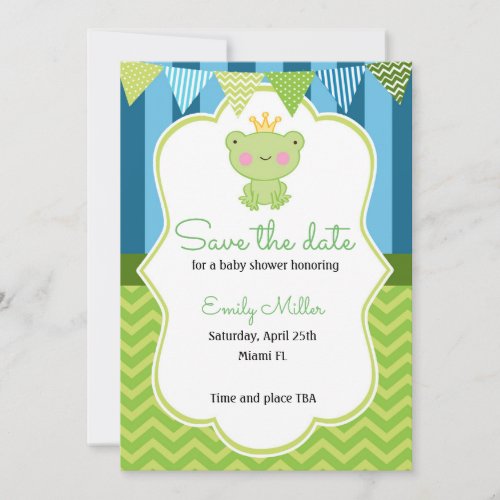 Prince Frog Baby Shower Save the Date