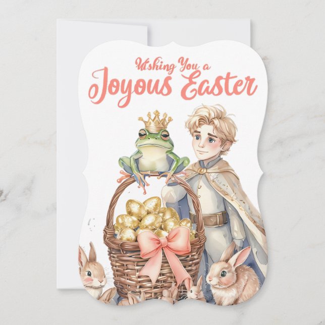 Prince, Frog, Easter Bunnies and Golden Eggs Card (Front)