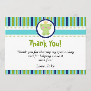 Prince Frog Thank You Card Navy Blue Green