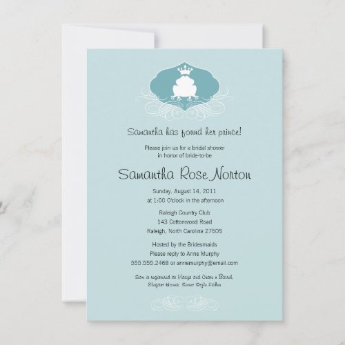 Prince Frog Themed Bridal Shower Invitation