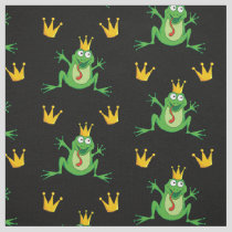 Prince Frog with Crowns Pattern Fabric