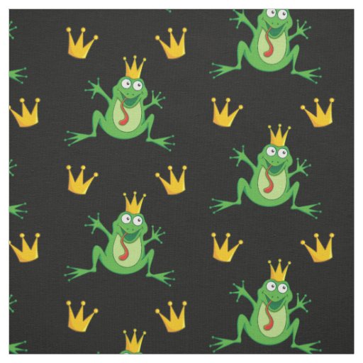 Prince Frog with Crowns Pattern Fabric