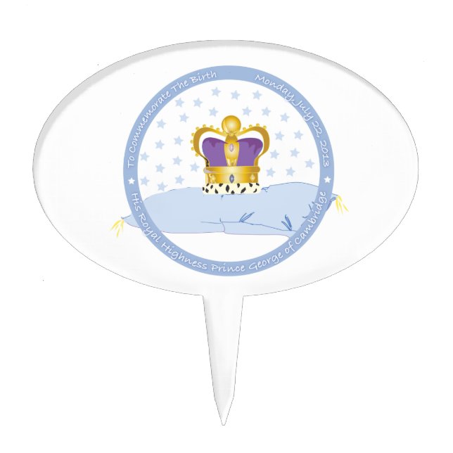 Prince George of Cambridge Pillow and Crown Cake Topper (Front)
