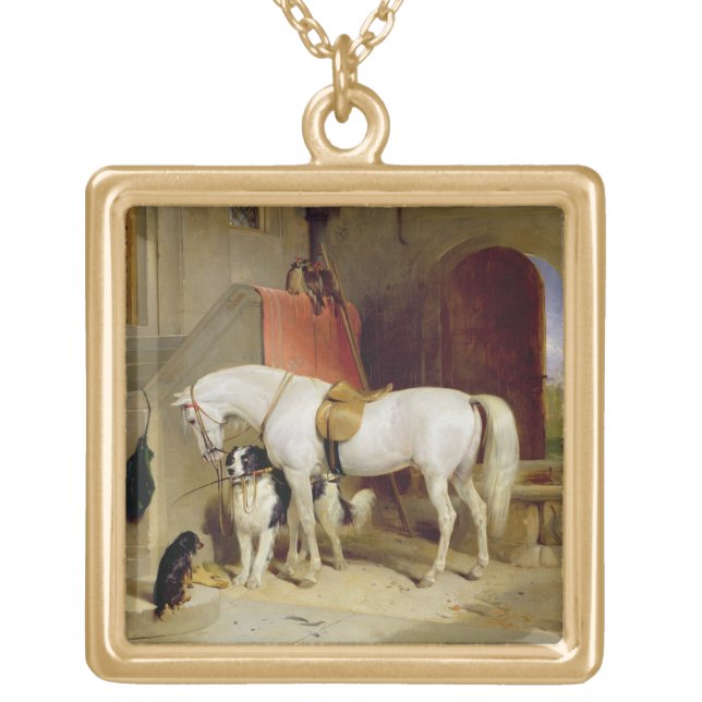 Prince George's Favourites (oil on canvas) Gold Plated Necklace (Front)