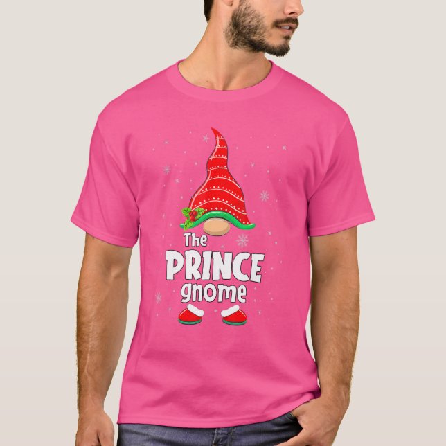 Prince Gnome Matching Family Group Christmas Party T-Shirt (Front)