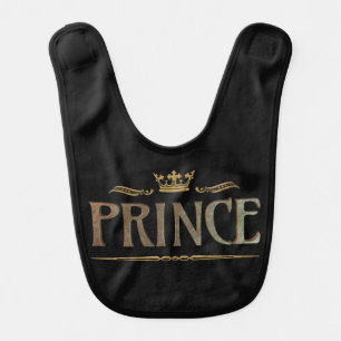 PRINCE - Grand Medieval Royal Crown Lettering Baby Bib