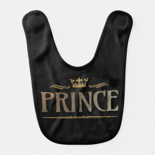 PRINCE _ Grand Medieval Royal Crown Lettering Baby Bib