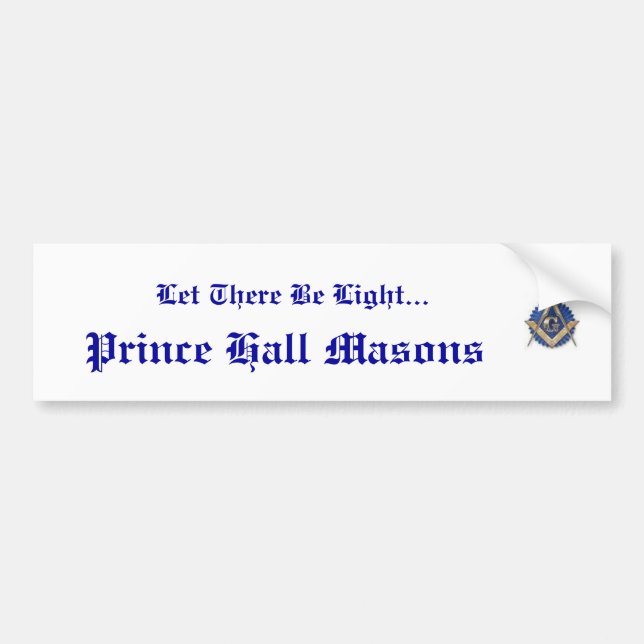 Prince Hall Bumper Sticker (Front)