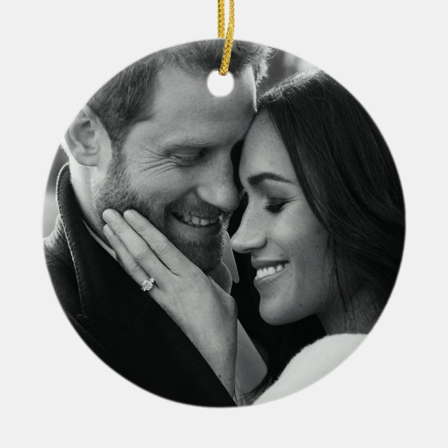 Prince Harry and Meghan Markle Ceramic Ornament (Front)