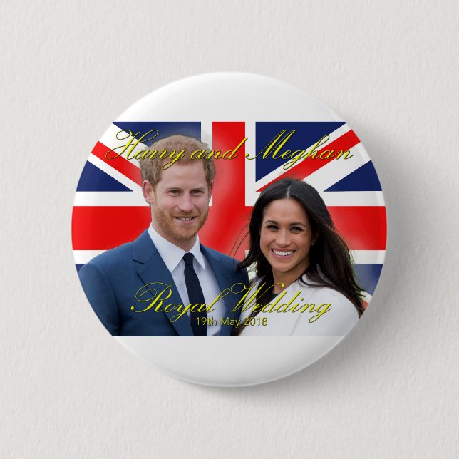 Prince Harry and Meghan Markle Royal Wedding Button (Front)