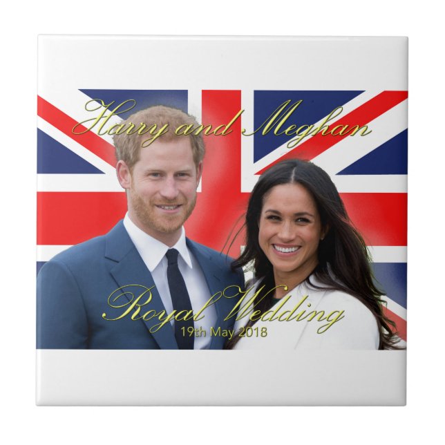 Prince Harry and Meghan Markle Royal Wedding Ceramic Tile (Front)