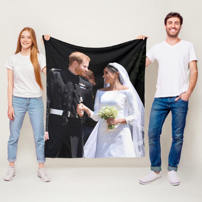 Prince Harry and Meghan Markle Royal Wedding Fleece Blanket (In Situ)
