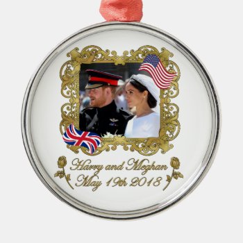 Prince Harry And Meghan Markle Royal Wedding Metal Ornament by Moma_Art_Shop at Zazzle