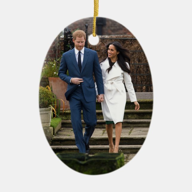 Prince Harry Meghan Markle Royal Wedding Ceramic Ornament (Front)